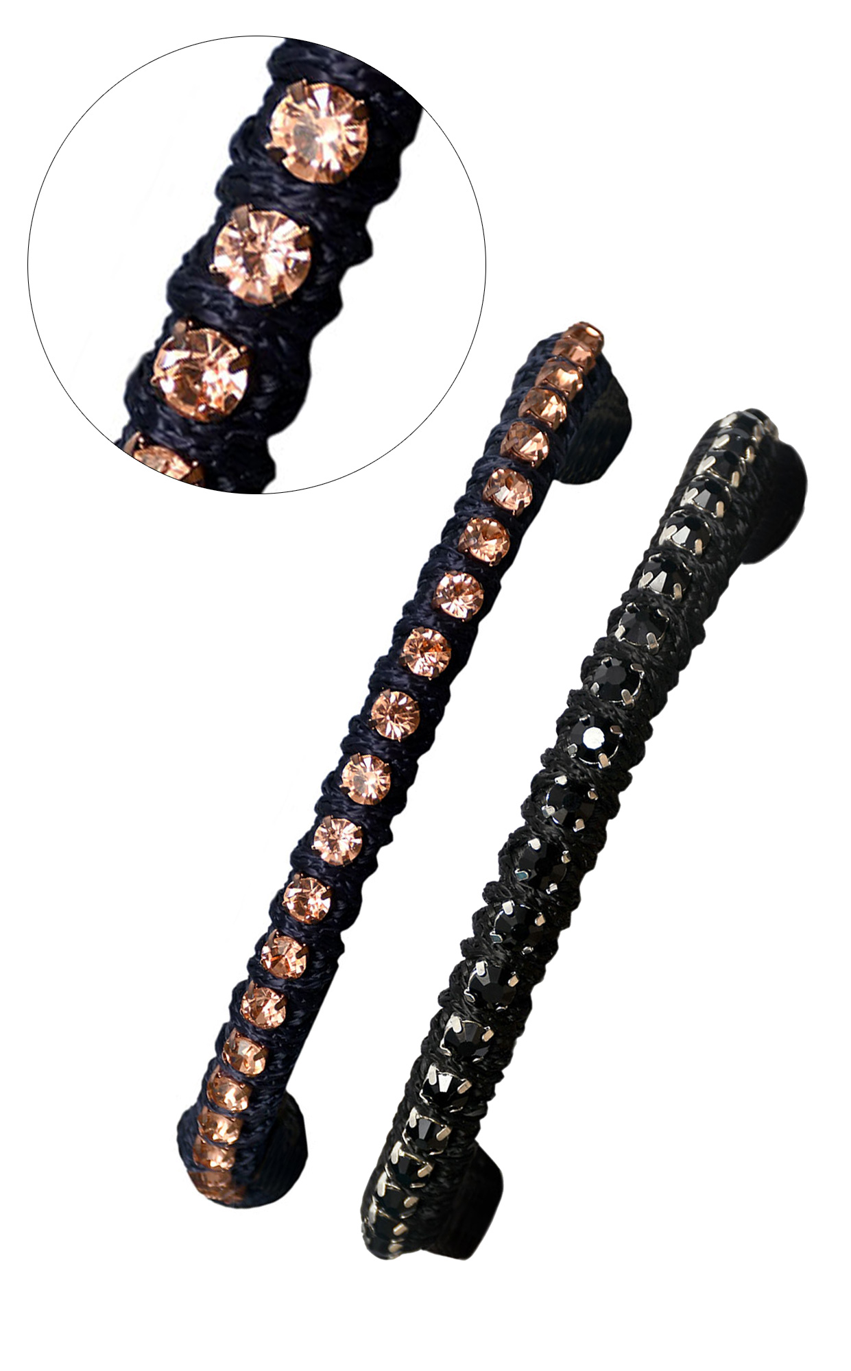 Black Hoof  Barrel Racer Beaded Rhinestone Bling Crystal Braided  Nose  Rope Halter w / 9′  Lead.