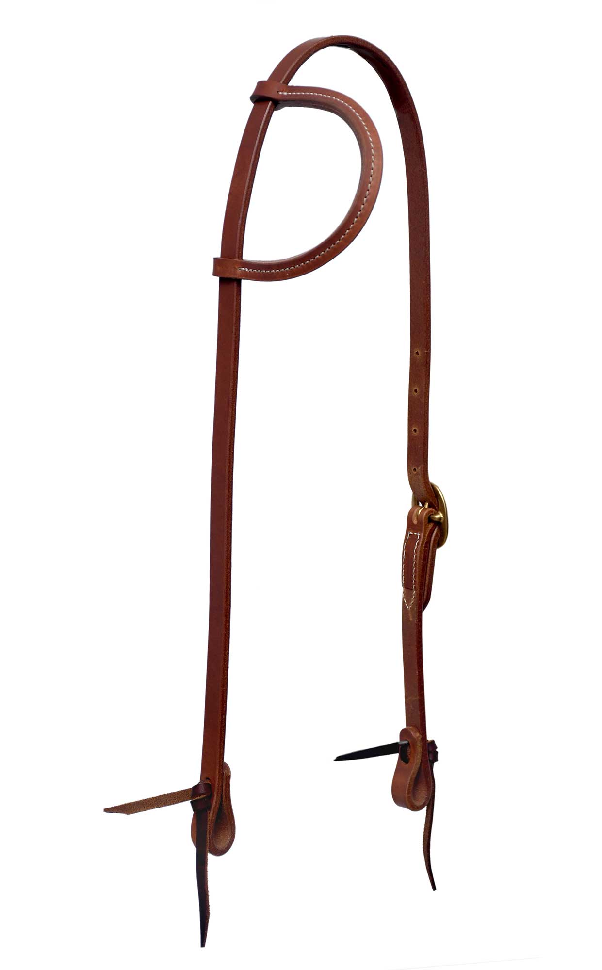 BLACK HOOF Sliding One Ear Headstall with Single Brass Buckle Oiled Russet Harness Leather