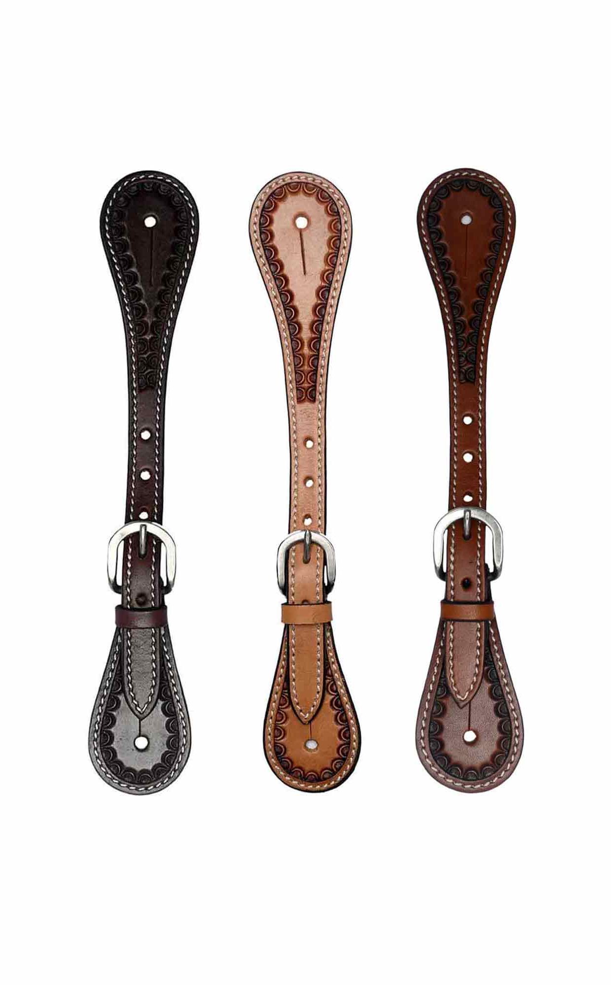 Black Hoof Border Tooled Leather Spur Straps for Horse Riders | Western  Men, Women, Adjustable Single Ply Spur Straps | Equestrian Accessories