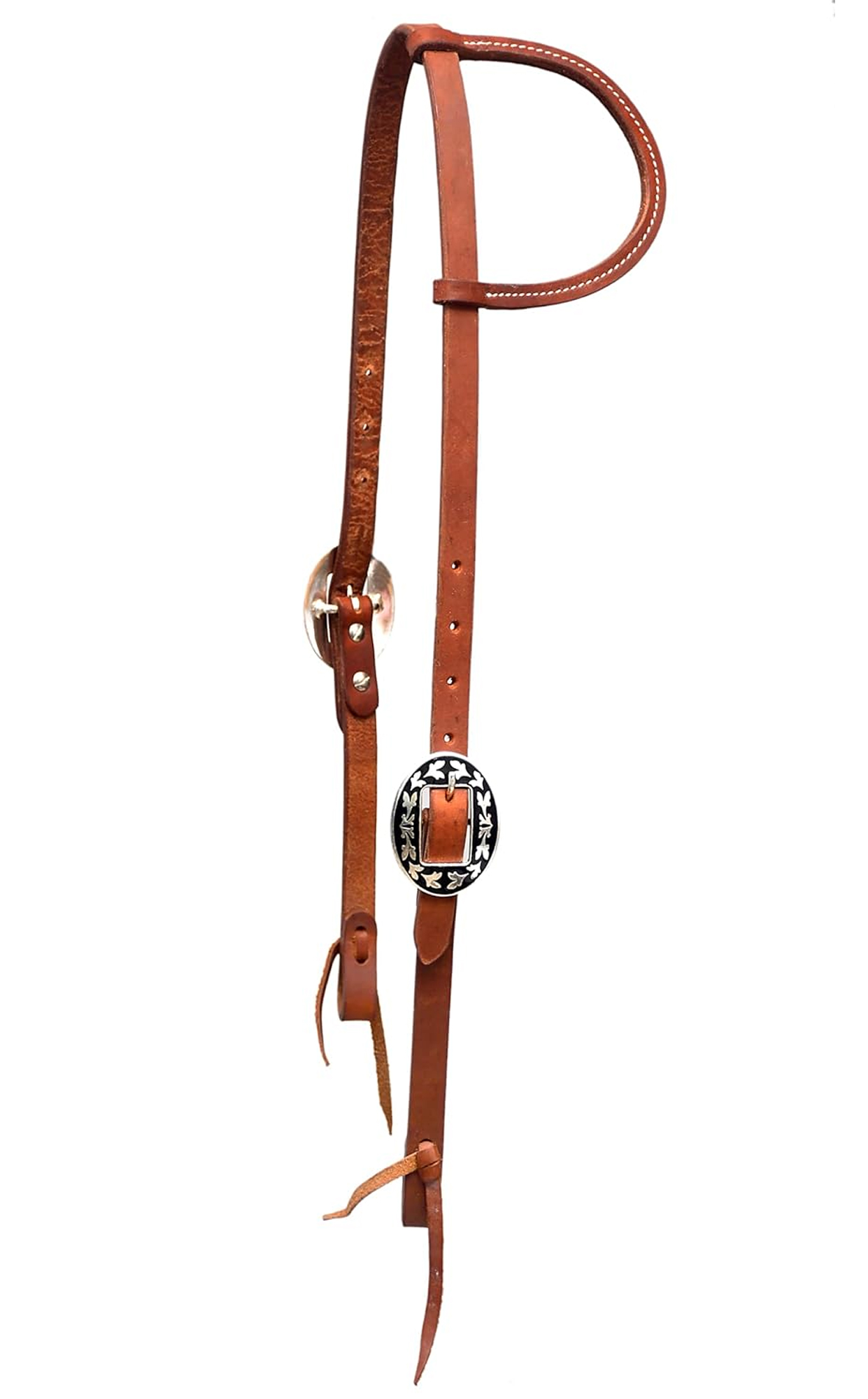 Handcrafted Harness One Ear Headstall with Engraved Steel Designer Buckle