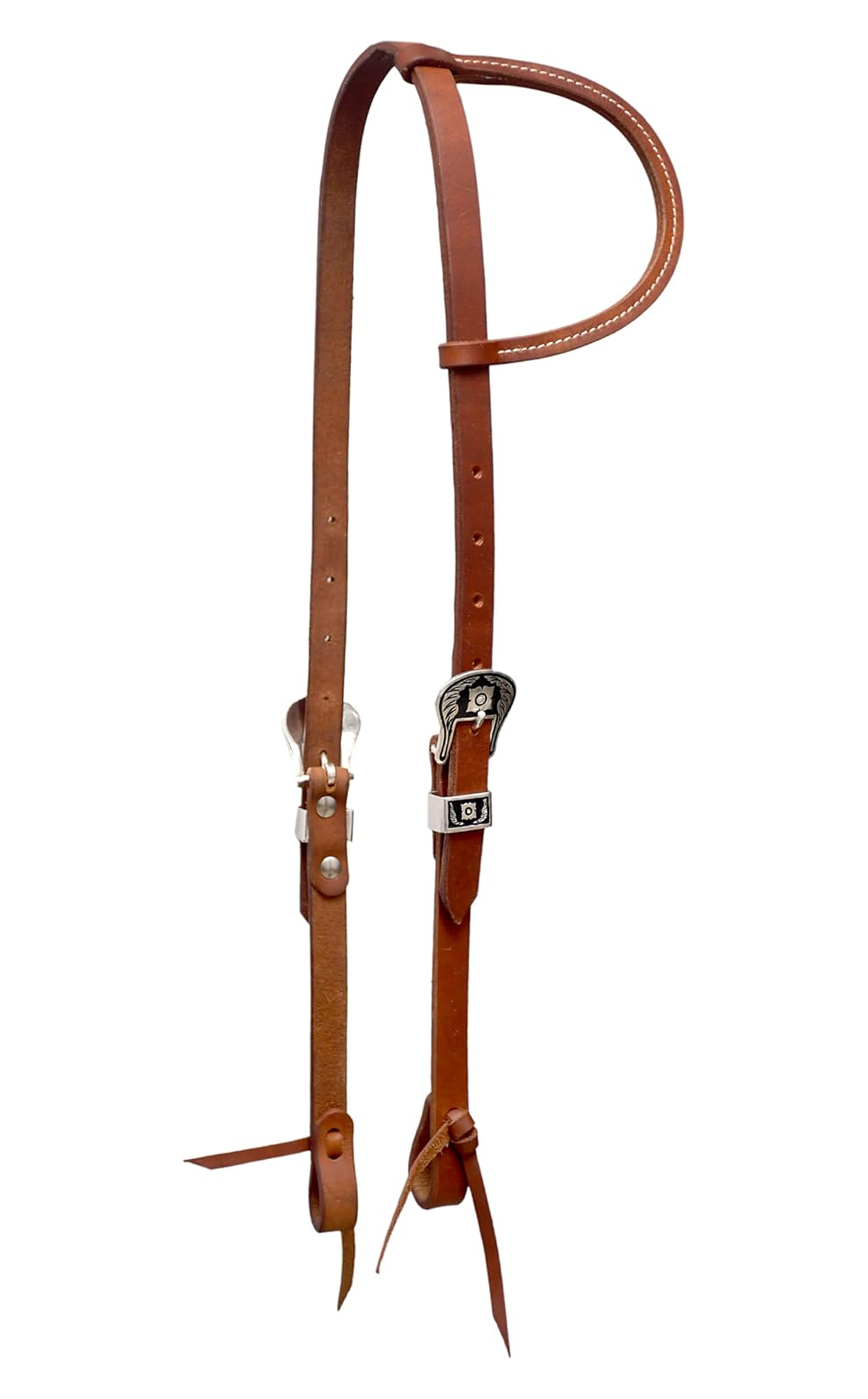 BLACK HOOF Handcrafted Harness One Ear Headstall with Floral Engraved Steel Designer Buckle