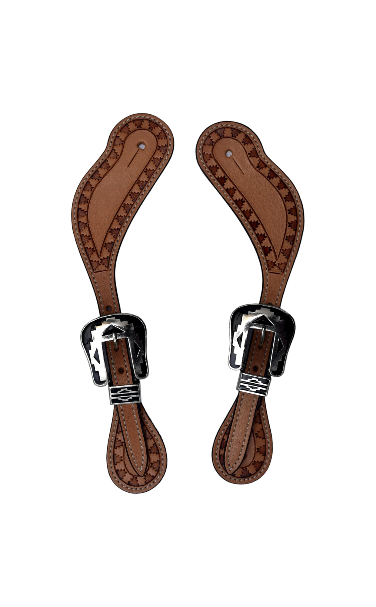 BLACK HOOF Arrowhead Deep tooled, intricately hand-tooled western horsehair earhead with engraved designer buckles.