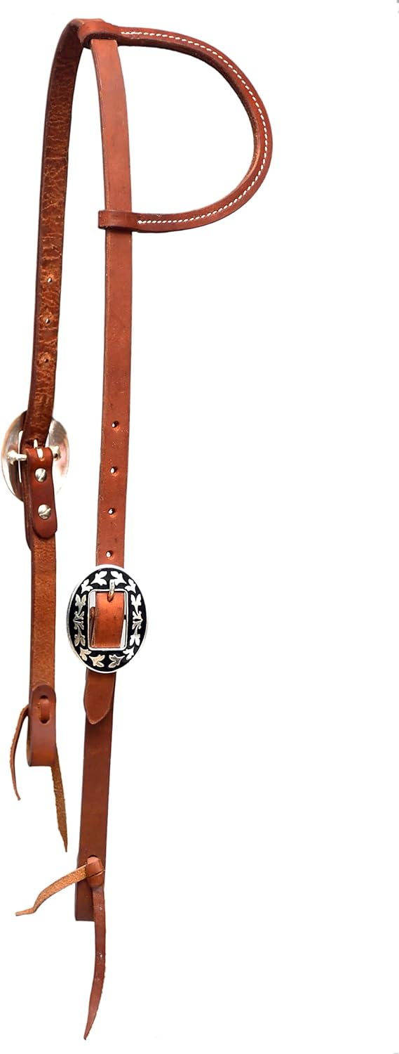 Handcrafted Harness One Ear Headstall with Engraved Steel Designer Buckle