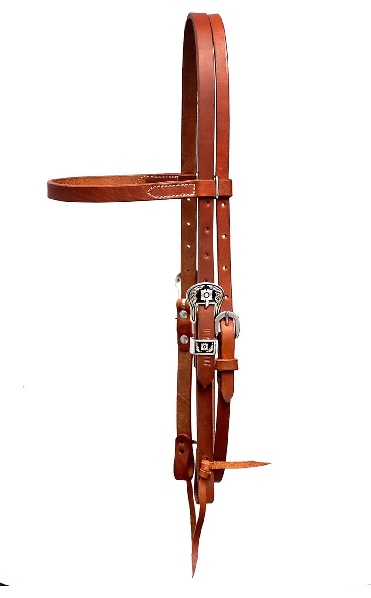 BLACK HOOF Handcrafted Harness Browband Headstall with Floral Engraved Steel Designer Buckle