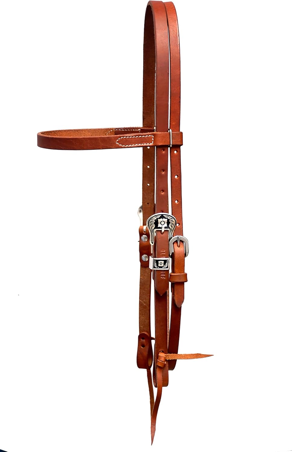 BLACK HOOF Handcrafted Harness Browband Headstall with Floral Engraved Steel Designer Buckle