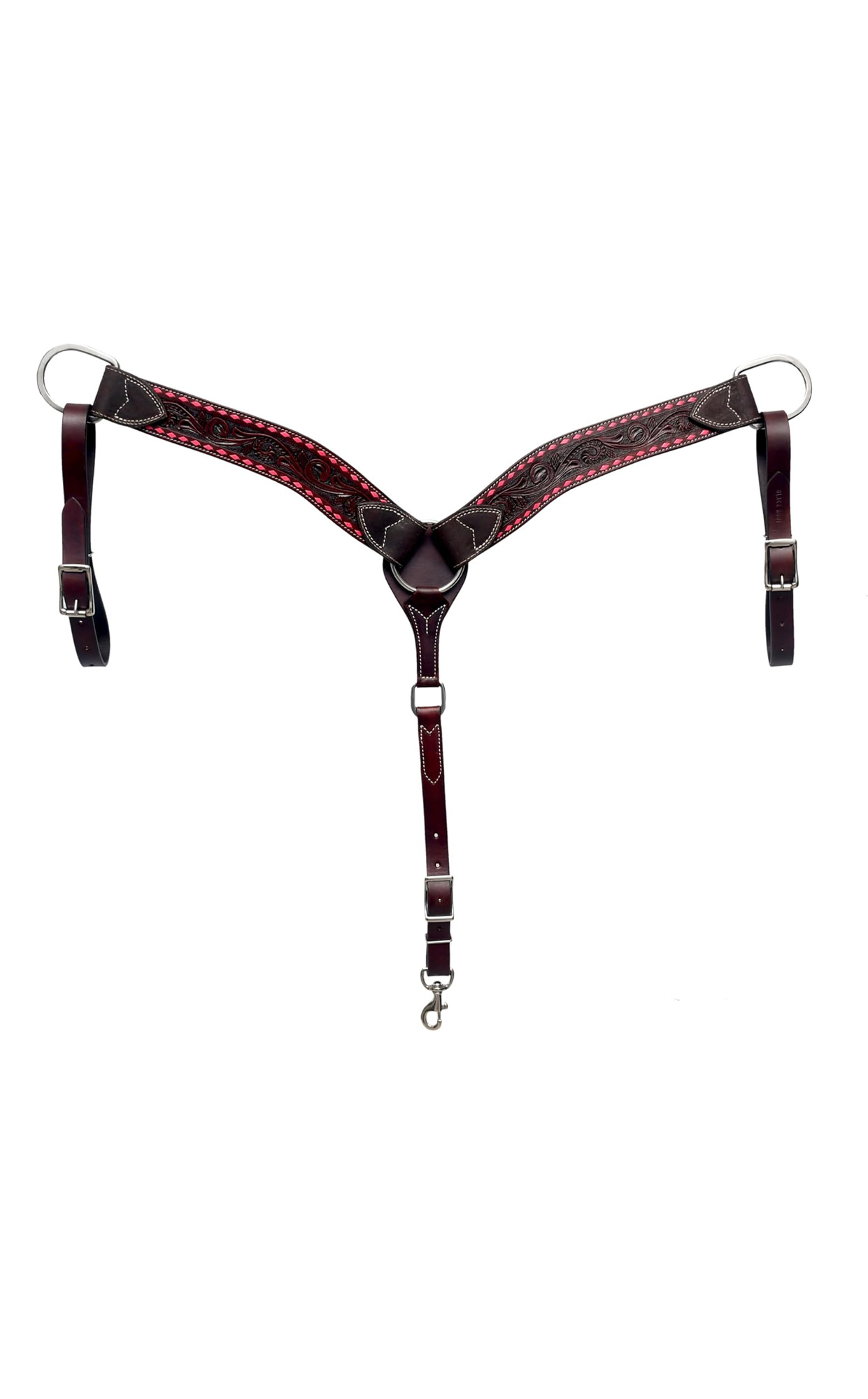 BLACK HOOF Floral Tooled American Leather Breastcollar, Headstall, Spur Straps