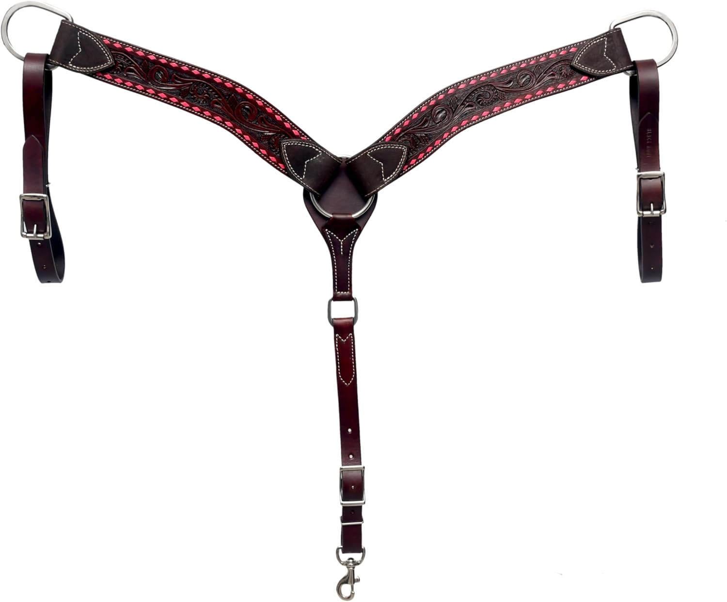BLACK HOOF Floral Tooled American Leather Breastcollar, Headstall, Spur Straps