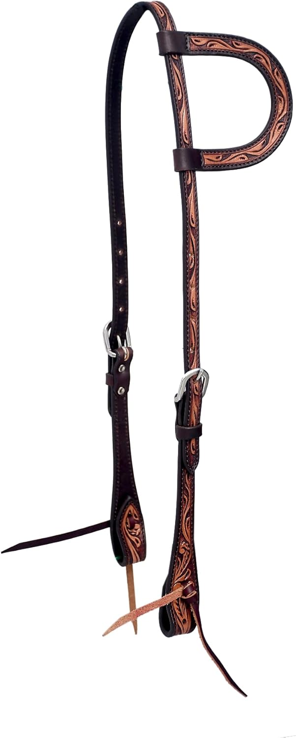 Black Hoof Floral Tour | American Leather Slip-Ear Head Sole, Two-Tone | Barrel Racing