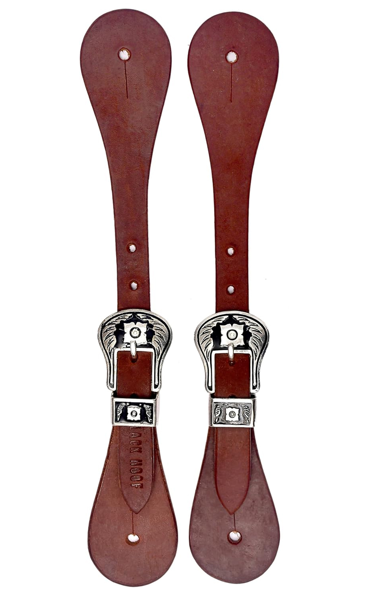 Harness Leather Spur Straps Western Men Adjustable Boot Straps Single Ply Spur Straps for Boots Western Women Men Horse Riding with Floral Engraved Steel Designer Buckle