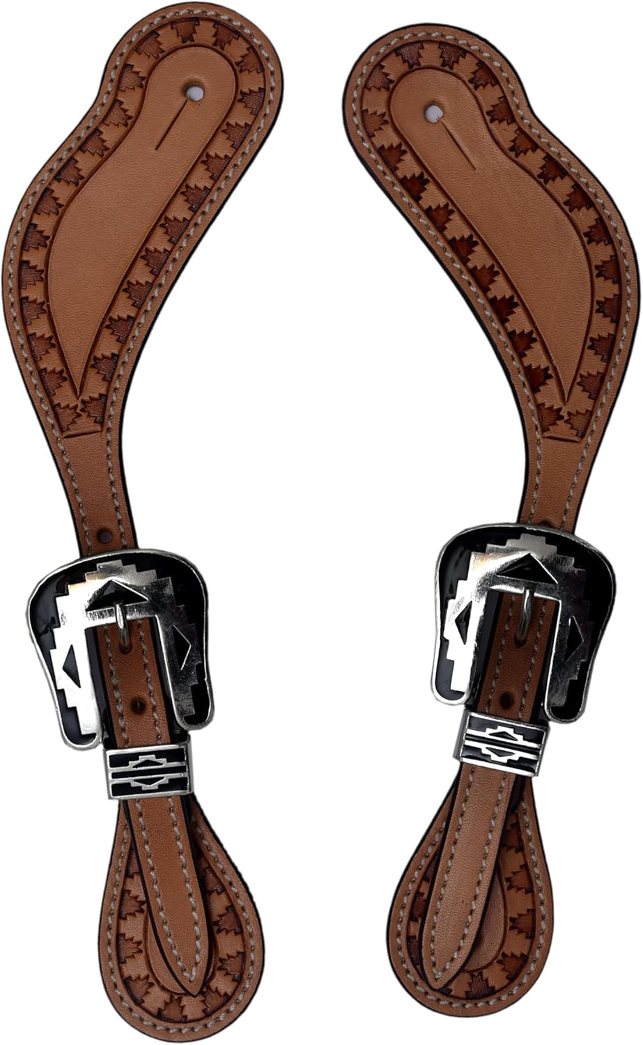 BLACK HOOF Arrowhead Deep tooled, intricately hand-tooled western horsehair earhead with engraved designer buckles.