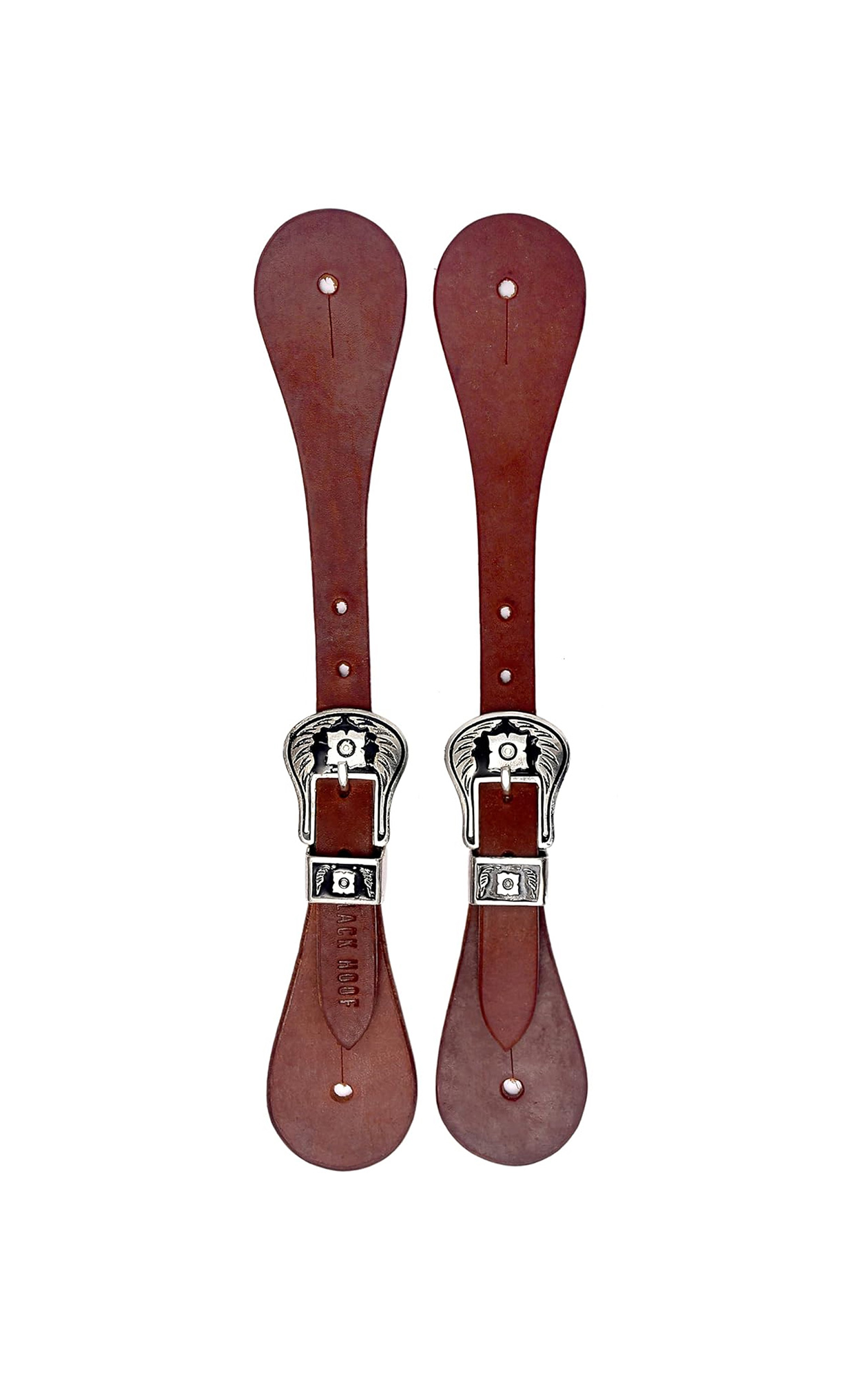 Harness Leather Spur Straps Western Men Adjustable Boot Straps Single Ply Spur Straps for Boots Western Women Men Horse Riding with Floral Engraved Steel Designer Buckle