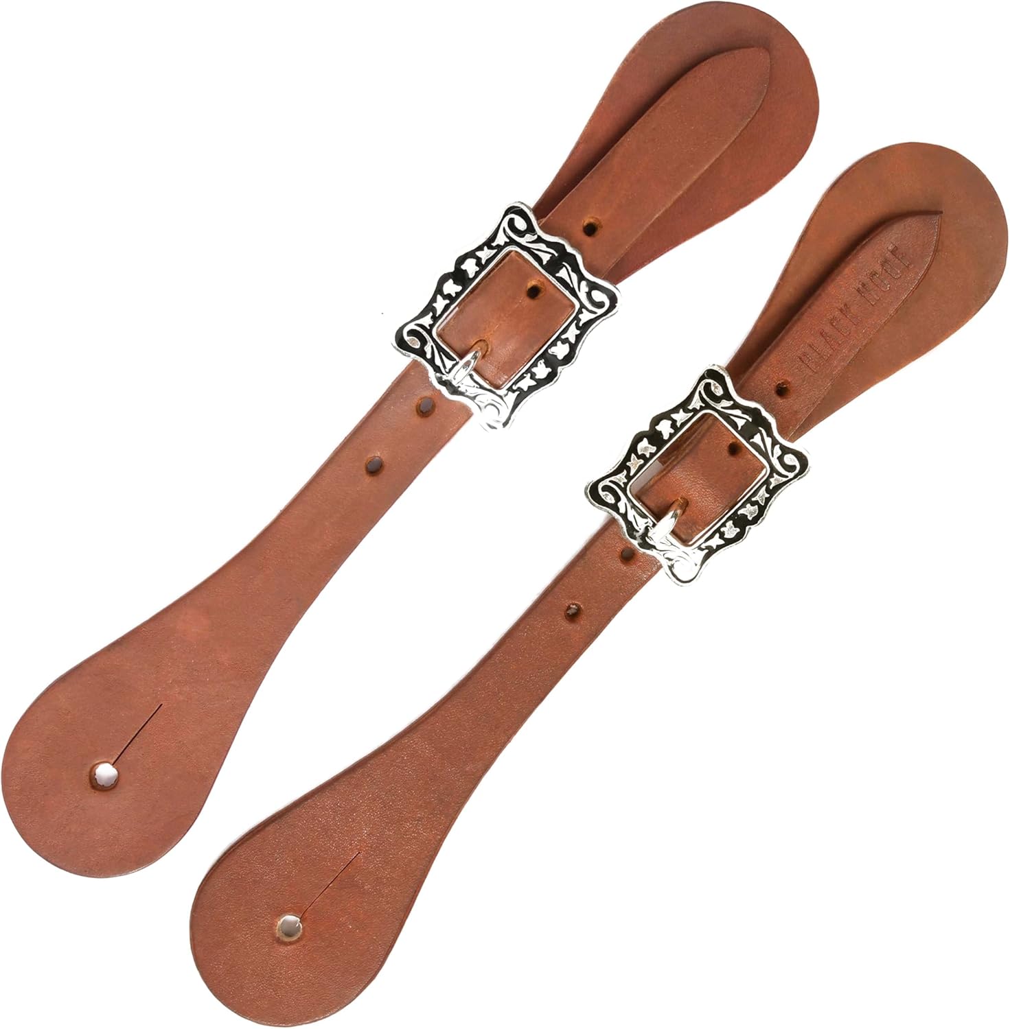 BLACK HOOF Leather Spur Straps for Horse Riders | Western Men, Women, Adjustable Single Ply Spur Straps | Equestrian Accessories
