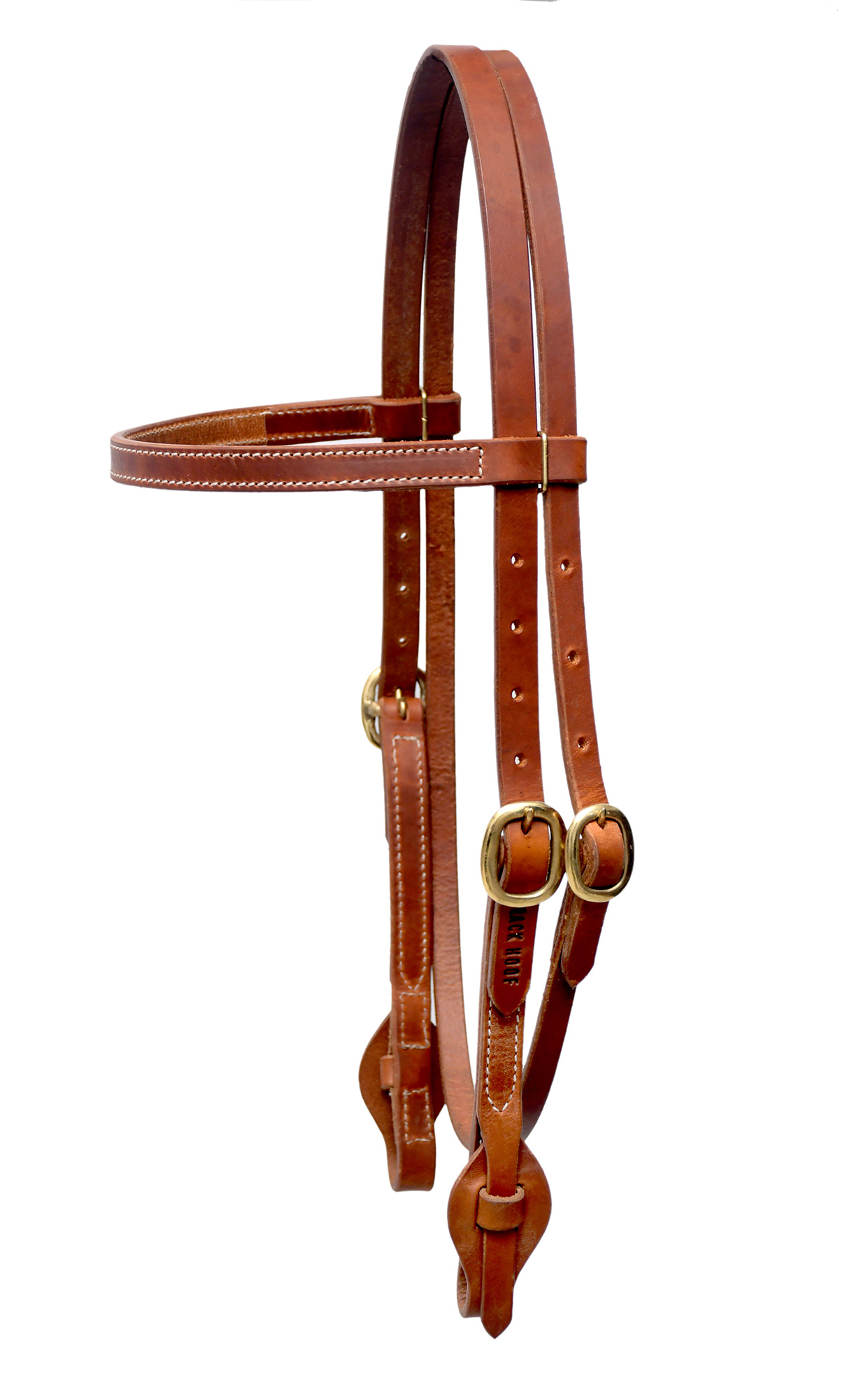 Straight Browband Headstall Handcrafted from Premium Heavy Russet Harness Leather, Hand Rubbed Edges for Smooth Feel and Texture,Paired with Solid Brass Hardware and Quick Release Ends