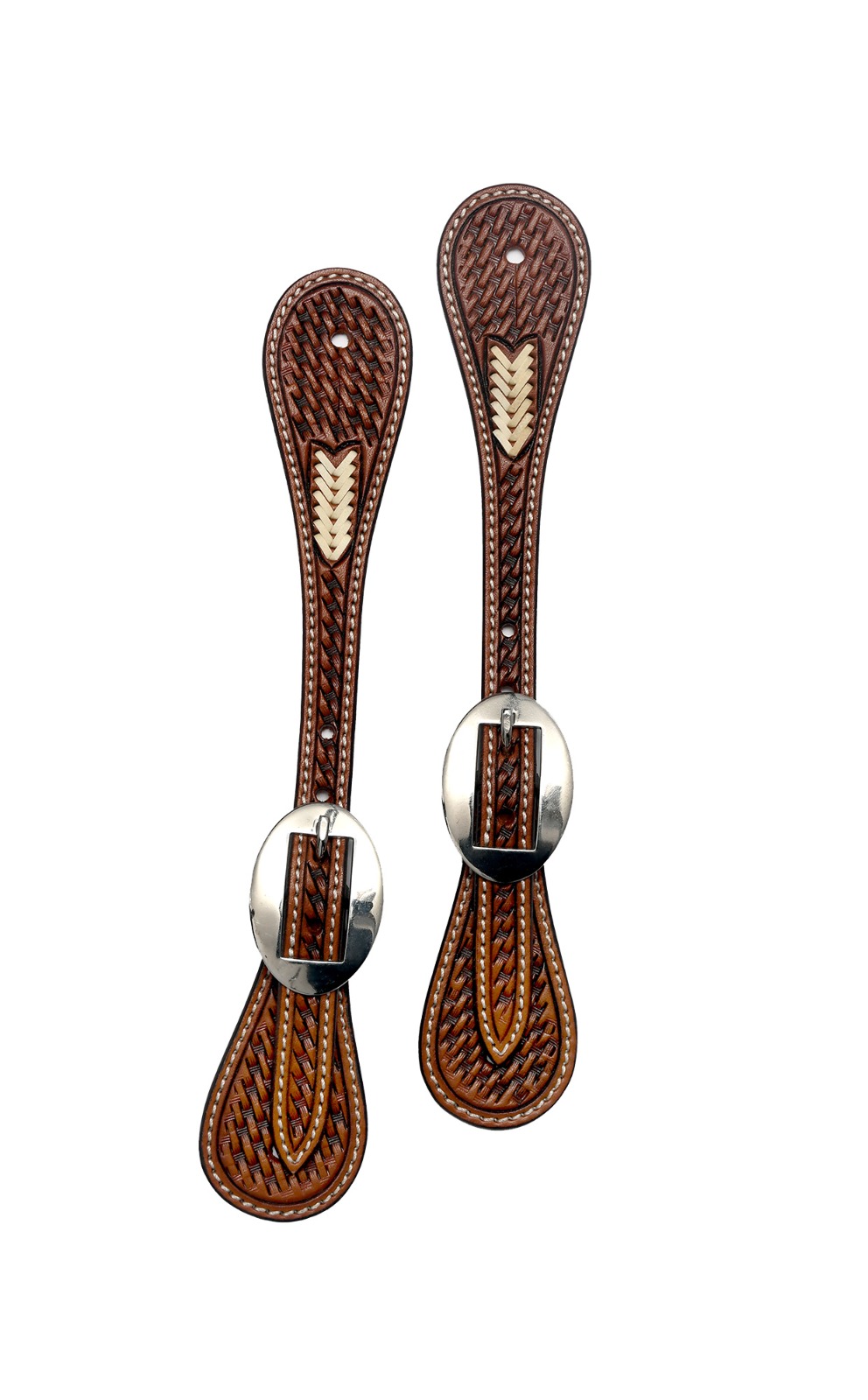 BLACK HOOF Leather Spur Strap Basket Tooled Design with Rawhide Weaving | Adjustable Single Ply Spurs for Men and Women | Western Style Equestrian Accessories | Durable and Stylish Men’s and Women’s Spur Straps